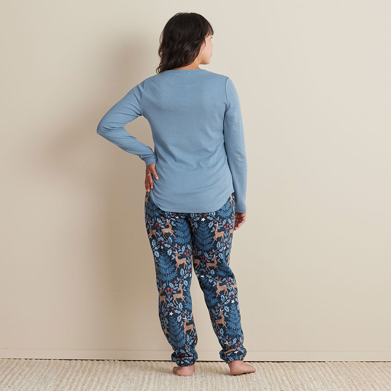 Family Flannel Women's Jogger Pants Pajama Set - Reindeer, XXXL