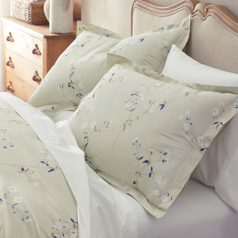 Blossom Trail Garment Washed Cotton Percale Sham - Green Tea, Euro