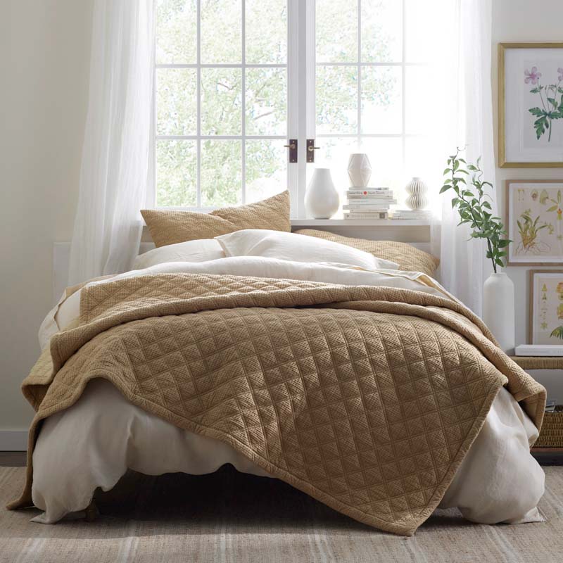 Waffle Quilted Sham - Wheat, Euro