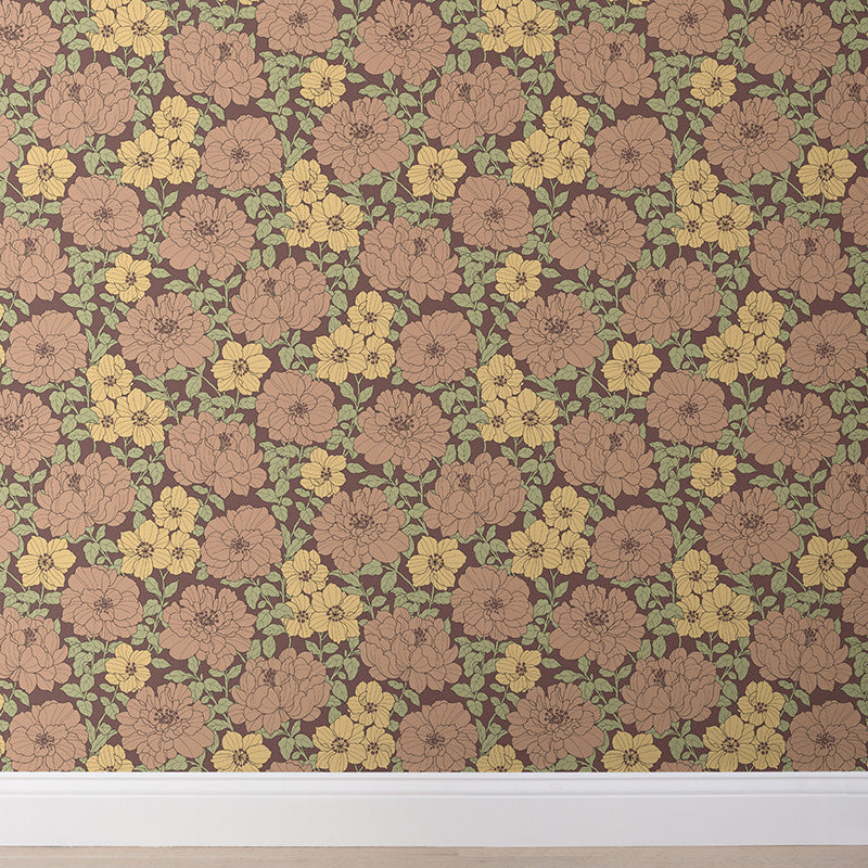 Large Blooms Removable Wallpaper - Tan, Swatch
