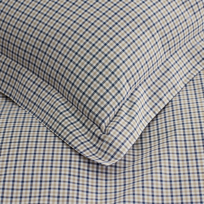 Classic Stripes and Plaids Cool Yarn-Dyed Cotton Percale Bed Sheet Set - Mini Check Multi, Full