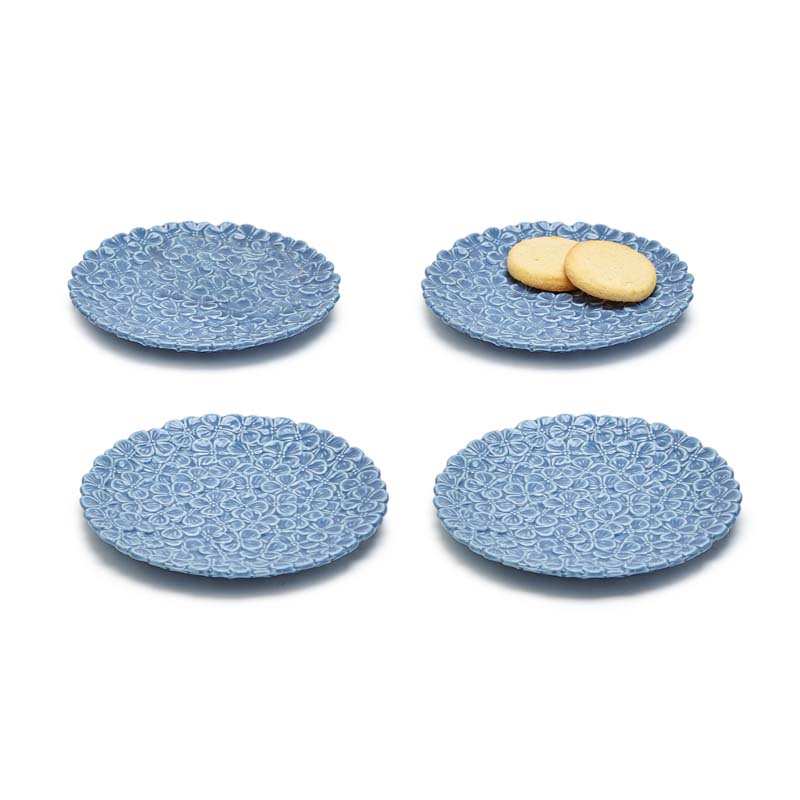 Hydrangea Appetizer Plates, Set of 4 - Blue