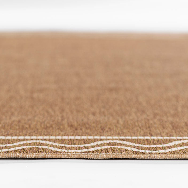Wave Border Outdoor Rug -  Natural, 5' 3" x 7'