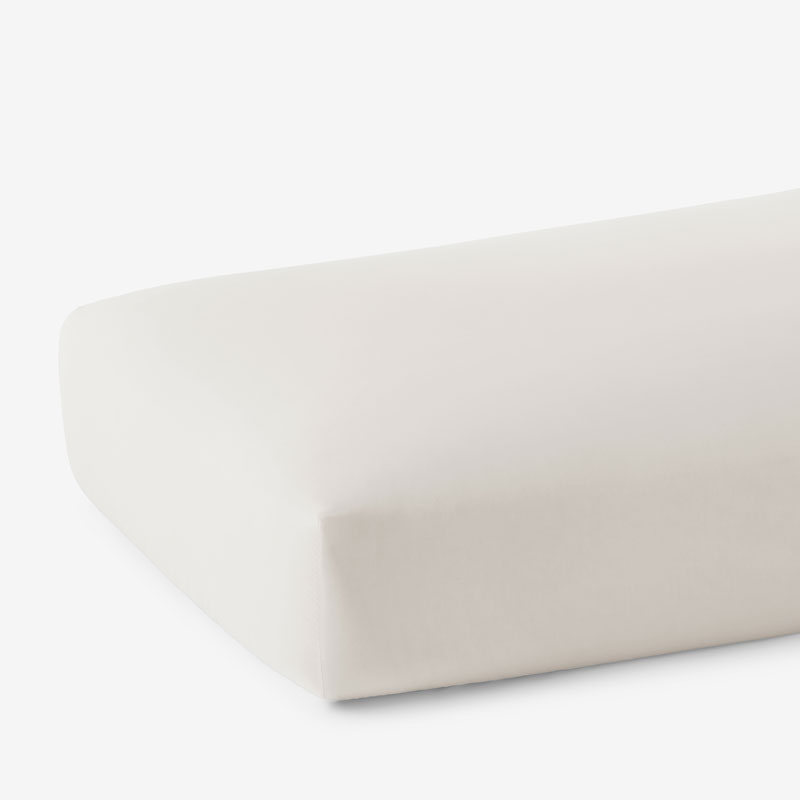 Solid Garment Washed Cotton Percale Fitted Bed Sheet - Buff, Twin