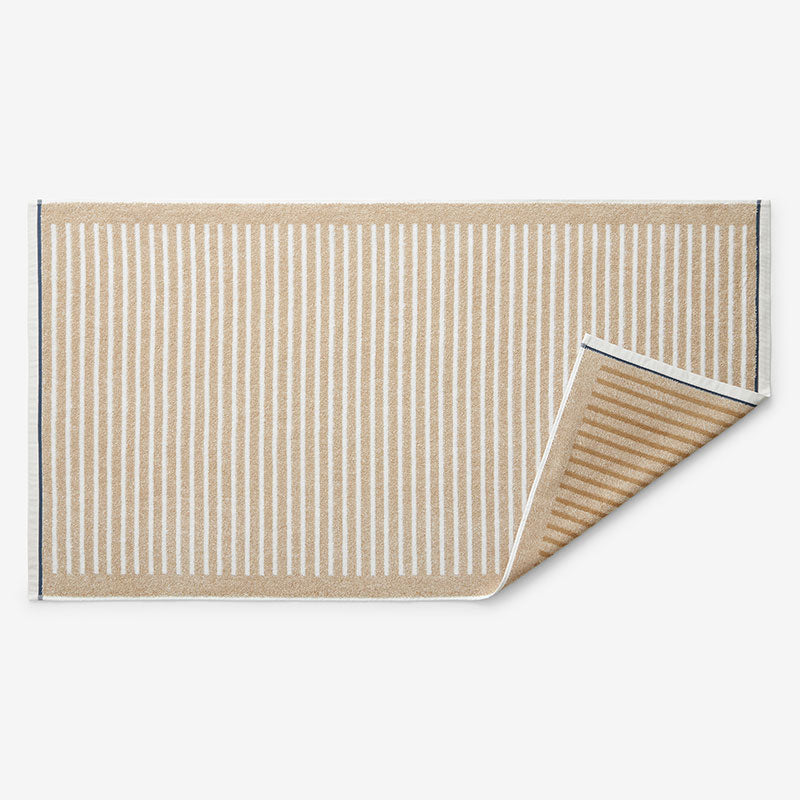 Mélange Stripe Reversible Cotton Washcloths, Set of 2 - Taupe