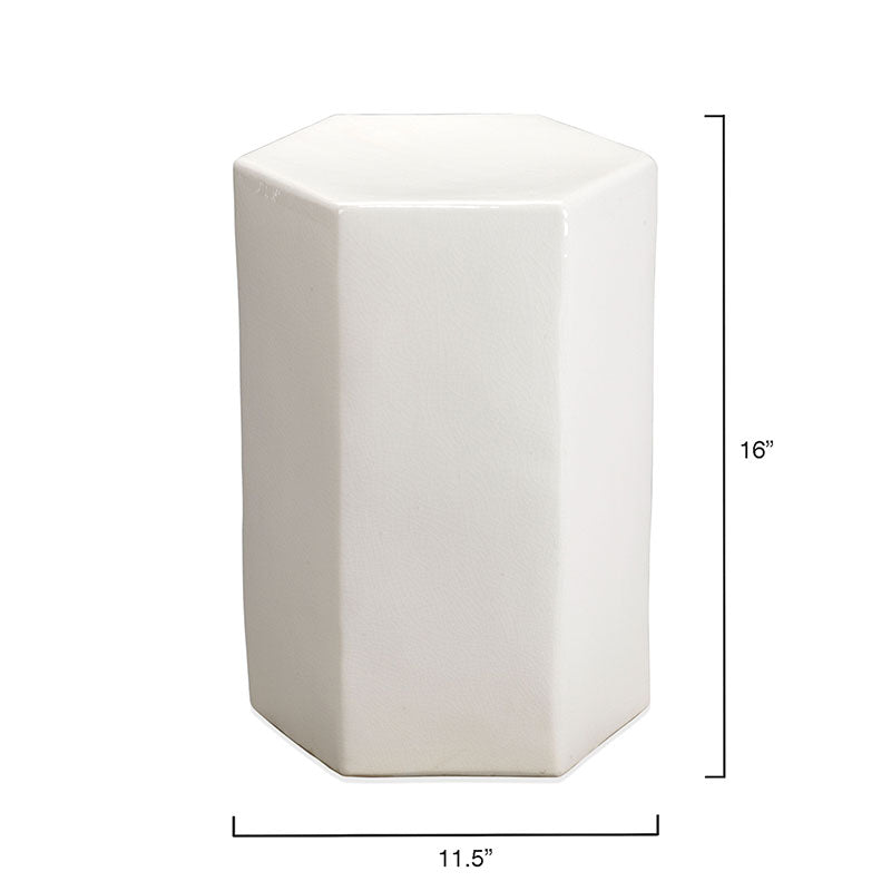 Ceramic Hexagon Side Table - White