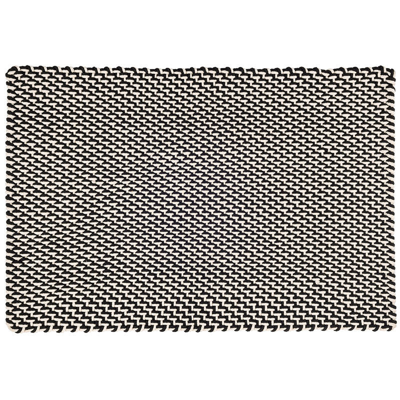 Two-Tone Handwoven Rope Doormat - Black/Ivory, 2' x 3'
