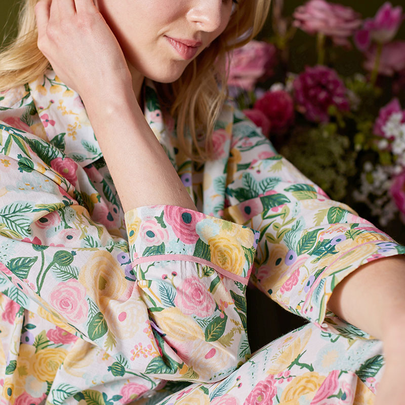 Printed Voile Women's Pajama Set - Garden Party, L