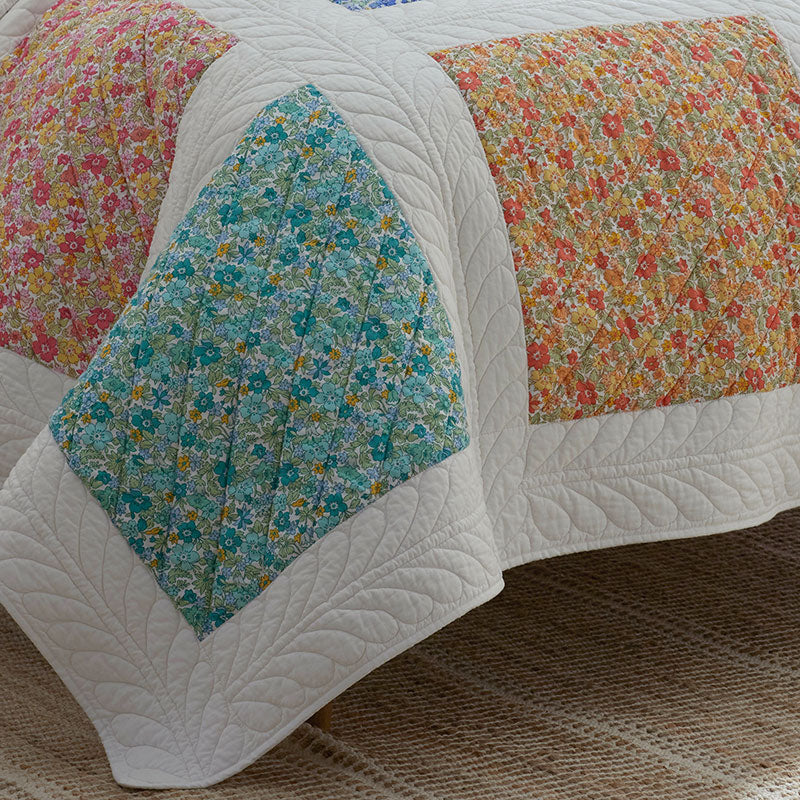 Brenna Patchwork Quilted Sham - White Multi, Euro
