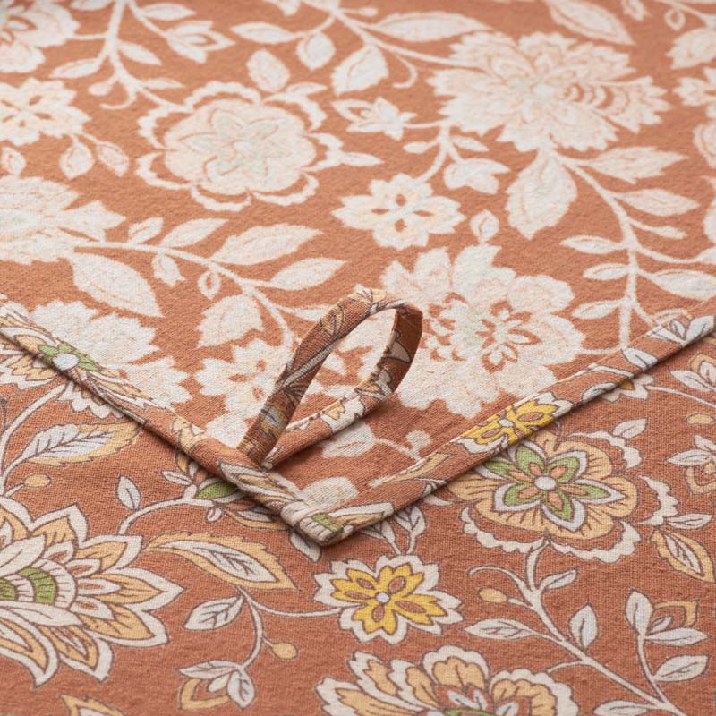 Mix & Match Printed Cotton Tea Towels, Set of 2 - Red Clay And Rust
