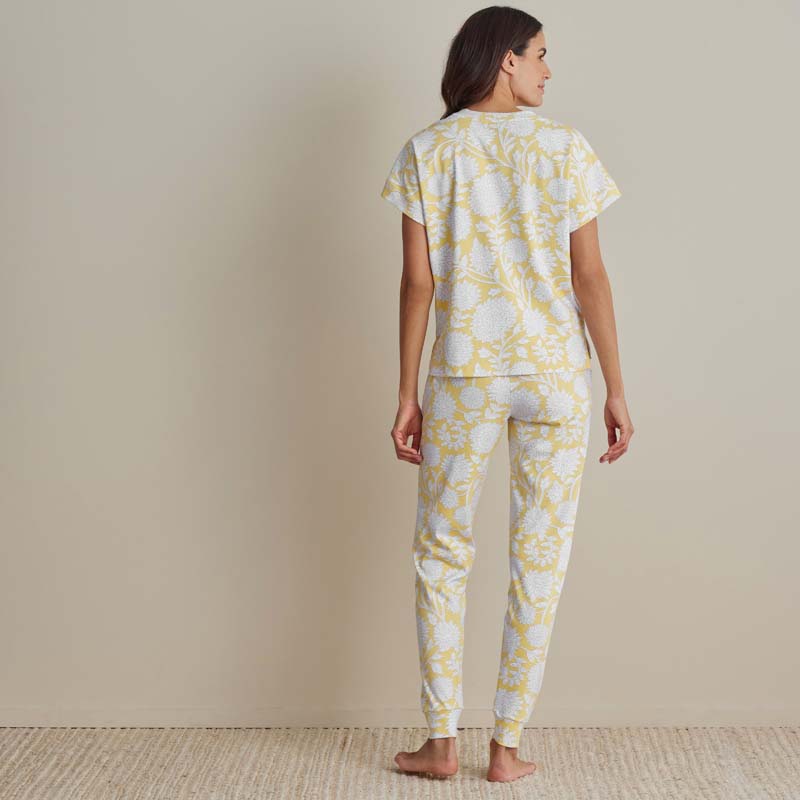 Printed Pima Cotton Women's Jogger Pants Pajama Set - Avignon, M