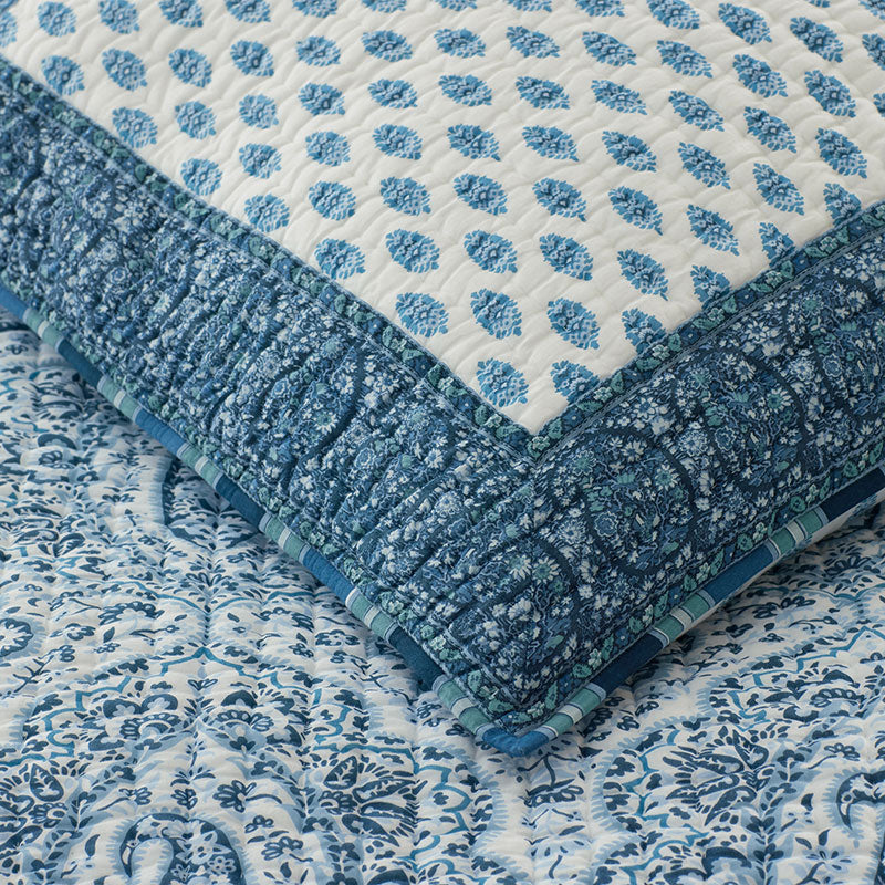 Mona Reversible Quilted Sham - Blue/White, Standard