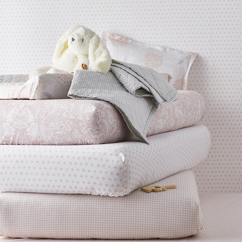 Ditsy Gingham Classic Cool Organic Cotton Percale Quilted Changing Pad Cover - Pink