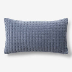 Tufted Stitch Velvet Decorative Lumbar Pillow Cover - Blue, 12 in. x 21 in.