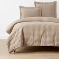 Classic Stripes and Plaids Cool Yarn-Dyed Cotton Percale Duvet Cover - Windowpane Taupe, Full