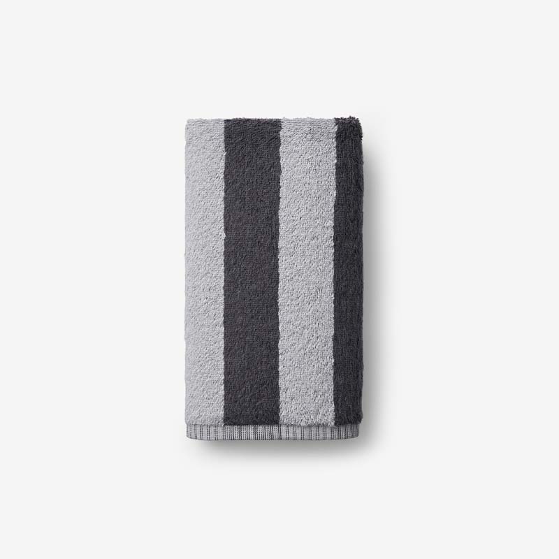Reversible Stripe Turkish Cotton Hand Towel - Dark Pewter