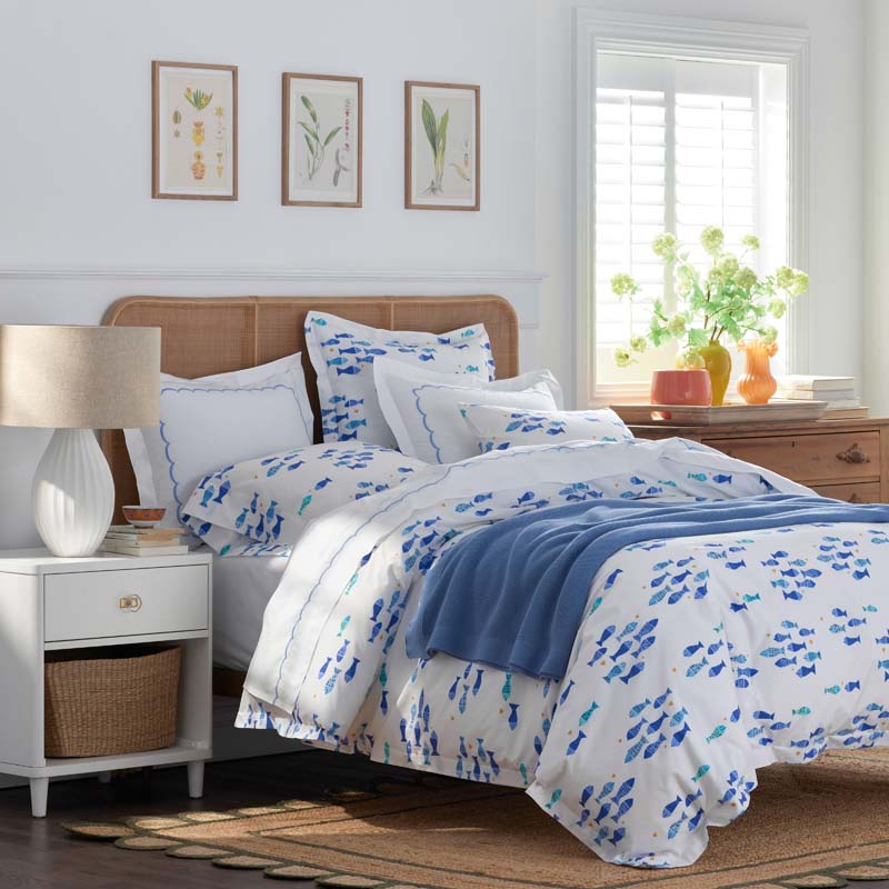 Summer Prints Classic Cool Cotton Percale Sham - Fish Swim, Standard