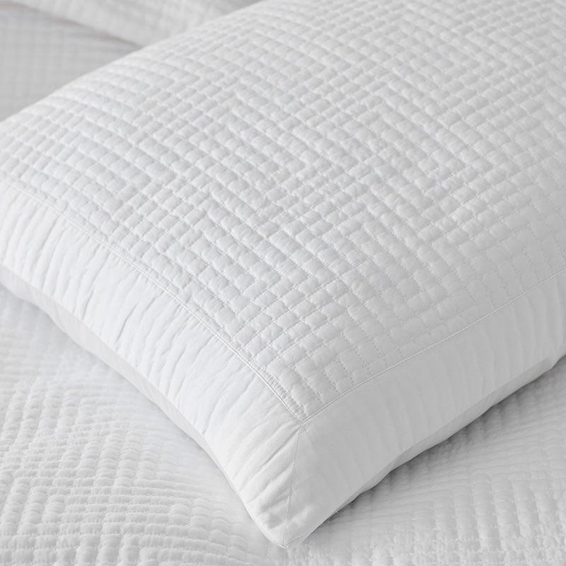 Premium Smooth Cotton Sateen Solid Quilted Sham - White, Standard