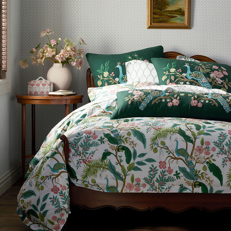 Peacock Decorative Square Pillow Cover - Green Multi