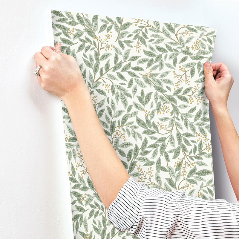 Willowberry Traditional Wallpaper - Sage White, Swatch