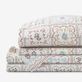 Lottie Classic Cool Cotton Percale Bed Sheet Set - Ivory Multi, King