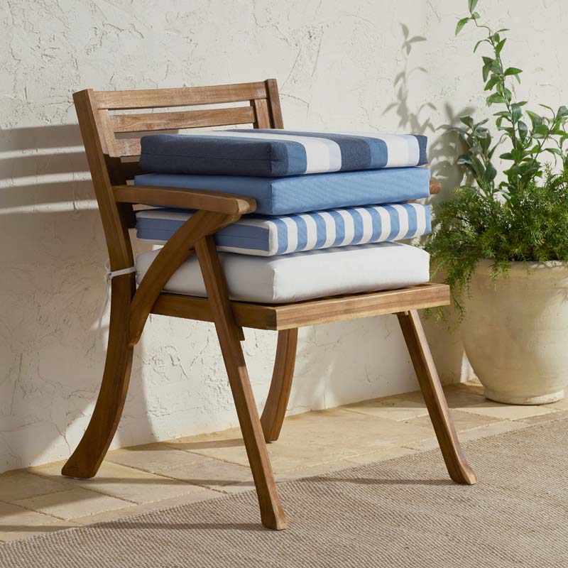 Replacement Knife Edge Chair Cushion - Narrow Stripe Air Blue, 20 in. x 20 in.