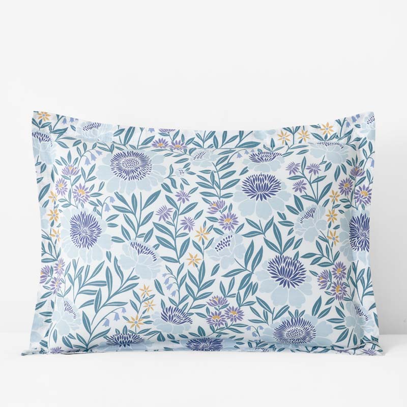 Tira Floral Classic Cool Cotton Percale Reversible Sham - Floral Blue, Standard