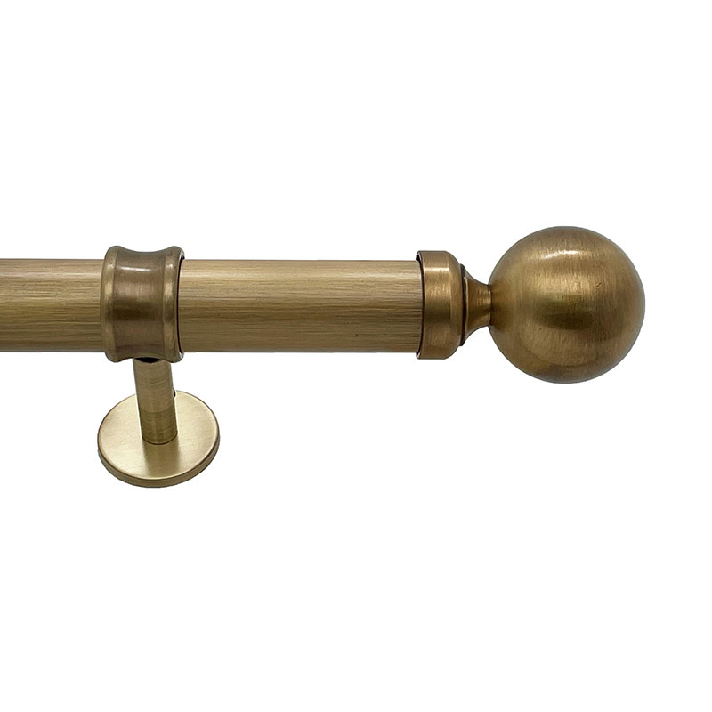 Sphere Finial and 1.5" diameter Rod Set - Antique Gold, 144"