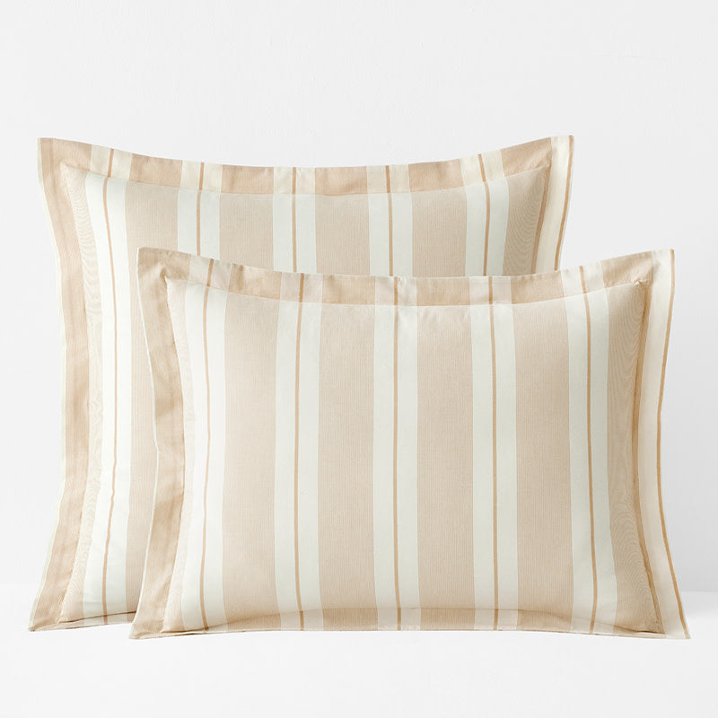 Tailored Stripes and Plaids Classic Cool Cotton Percale Sham - Wide Stripe Gold, Standard
