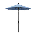 Round Outdoor Patio Umbrella, Fiberglass with Twist Tilt - Black Finish, Air Blue, 7.5'