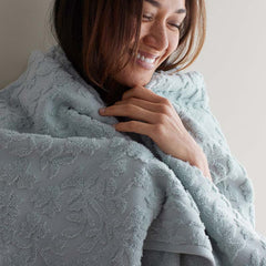 Floral Jacquard Bath Towel - Light Seaspray