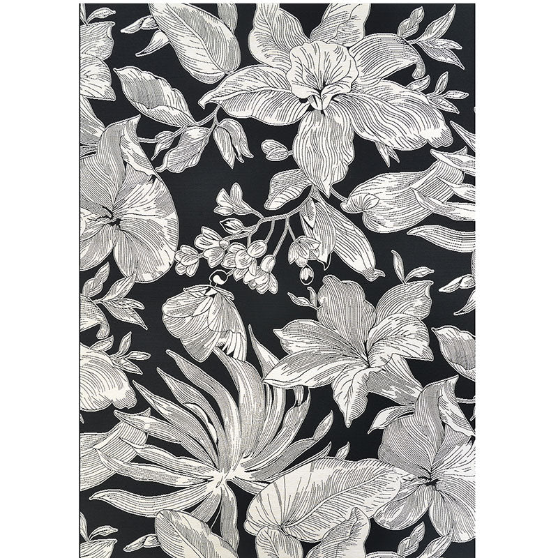 Flora Flat Woven Outdoor Rug - Black, 4' x 5' 10"