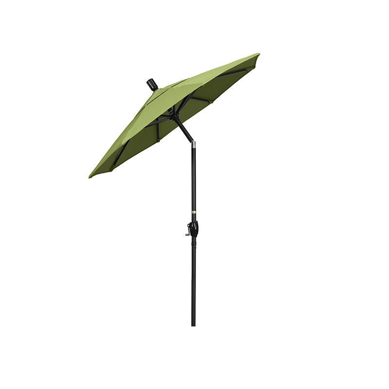 6' Round Outdoor Patio Umbrella, Aluminum with Push Button Tilt - Black Finish, Ginkgo