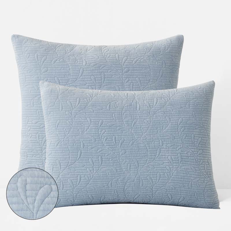 Tinsley Leaf Quilted Sham - Blue, King