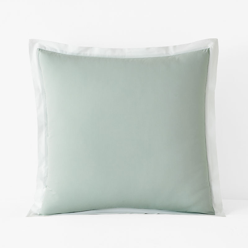 Solid Border Classic Cool Cotton Percale Sham - Sea Mist, Euro