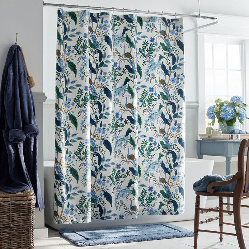 Peacock Classic Smooth Sateen Shower Curtain - Ivory Multi
