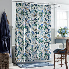 Peacock Classic Smooth Sateen Shower Curtain - Ivory Multi