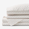 Feliciana Geo Garment Washed Cotton Percale Bed Sheet Set - Clay, Queen