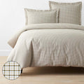 Classic Stripes and Plaids Cool Yarn-Dyed Cotton Percale Duvet Cover - Mini Check Green, Twin XL