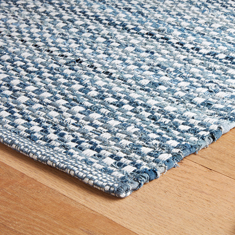 Denim Stone Blue Handwoven Cotton Rug - Denim, 2' x 3'