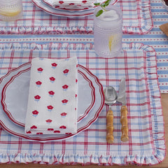 Flowers & Plaid Yarn-Dyed Reversible Placemats, Set of 4  - Graph Plaid Red