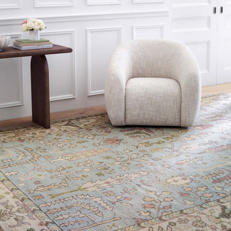 Athens Hand Knotted Wool Rug - Blue, 8' x 10'