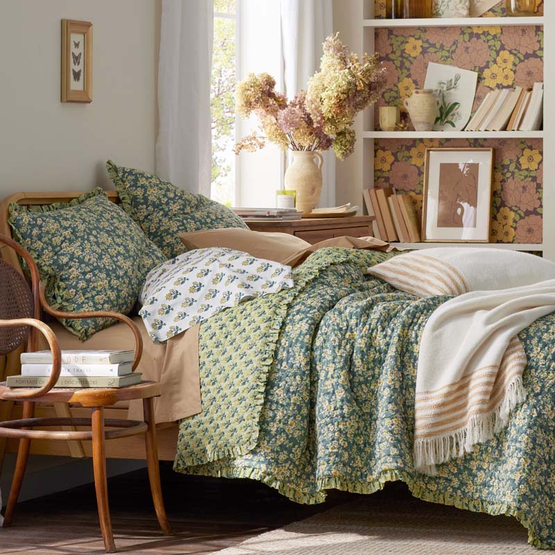 Suhana  Garment Washed Cotton Percale Pillowcase Set - Yellow, King