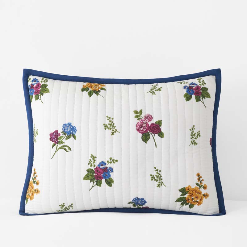 Alden Floral Reversible Quilted Sham - Ivory, King