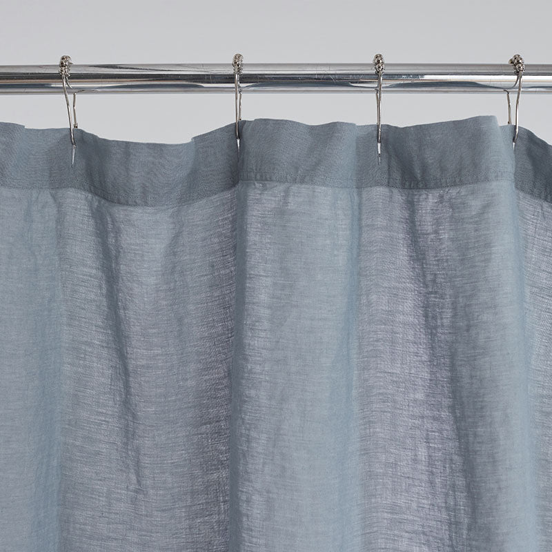 Premium Breathable Washed Linen Solid Shower Curtain - Dusty Blue