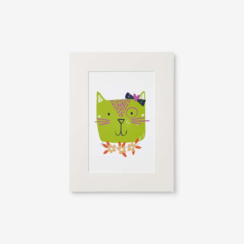 Stylish Cats Wall Art - Green