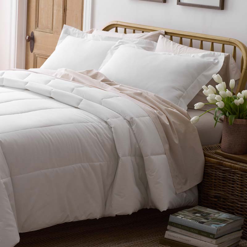 Solid Garment Washed Cotton Percale Comforter - White, King/Cal. King