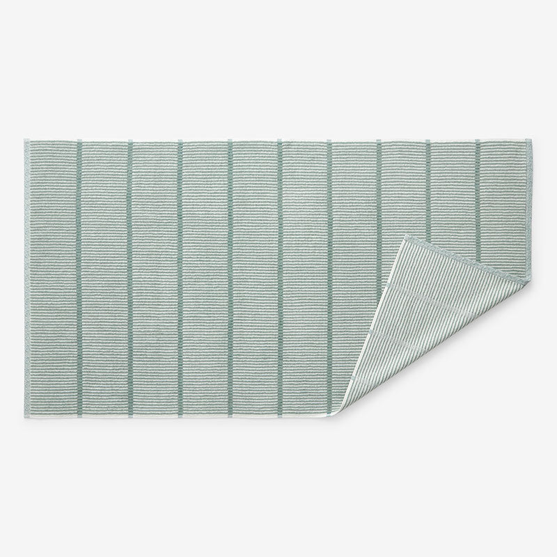 Narrow Stripe Reversible Cotton Washcloths, Set of 2 - Spa Green
