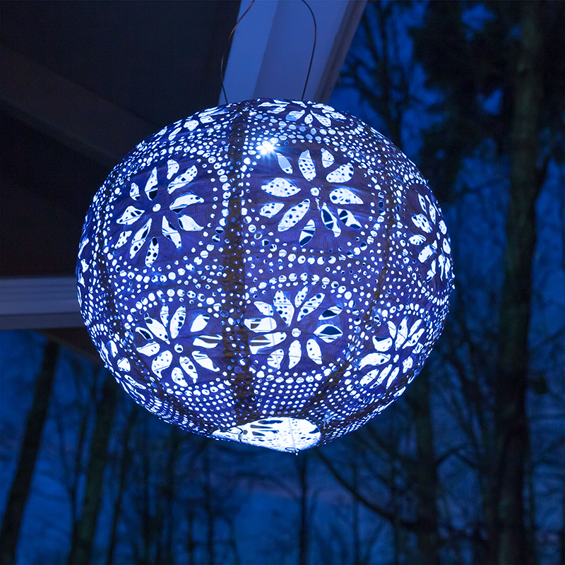Soji™ Stella Boho Solar Outdoor Lantern - Metallic Blue