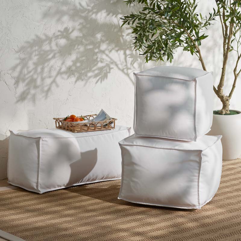 Indoor/Outdoor Pouf - White, Large